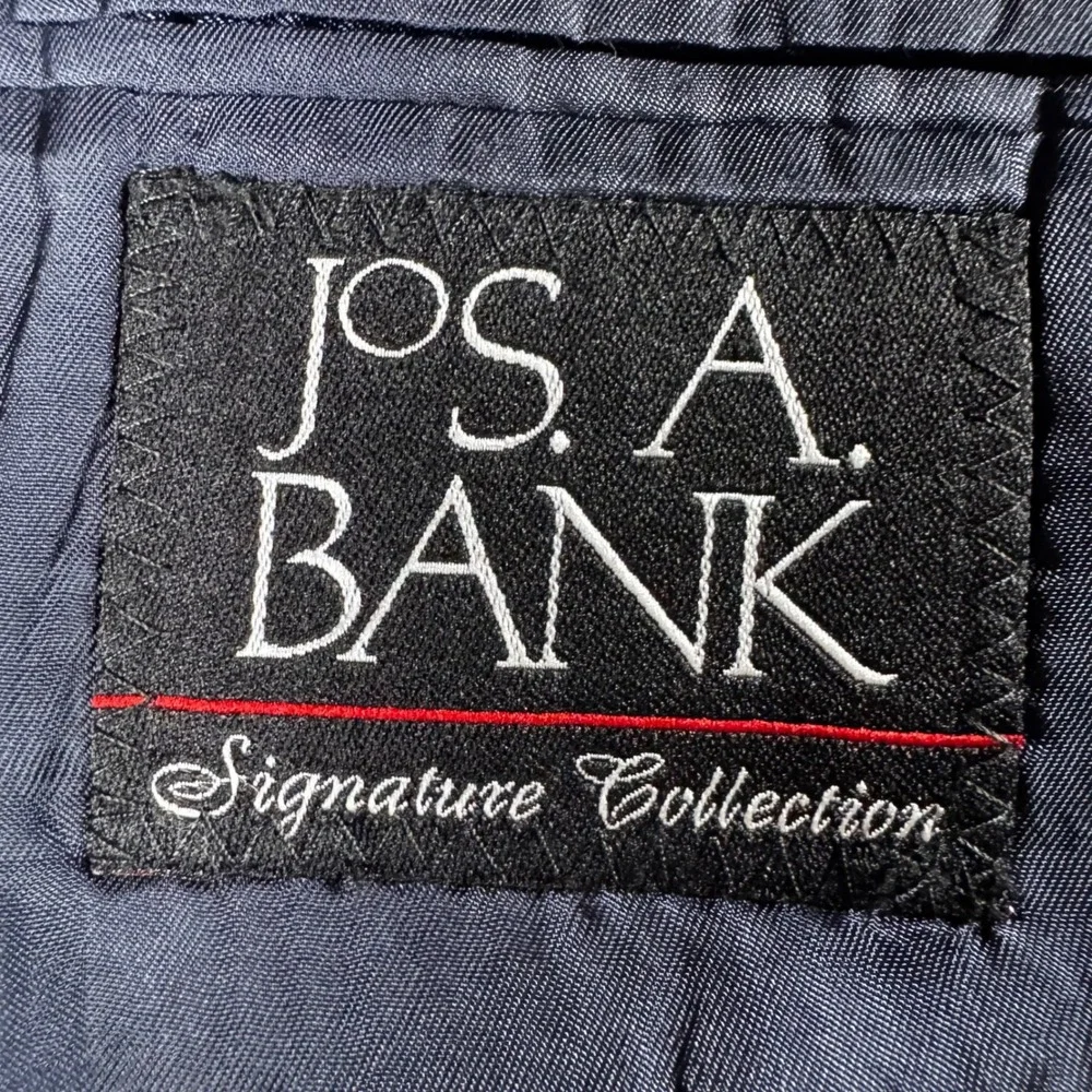 Jos A Bank Sport Coat Mens 50L Navy Blue Silk Wool Houndstooth Blazer